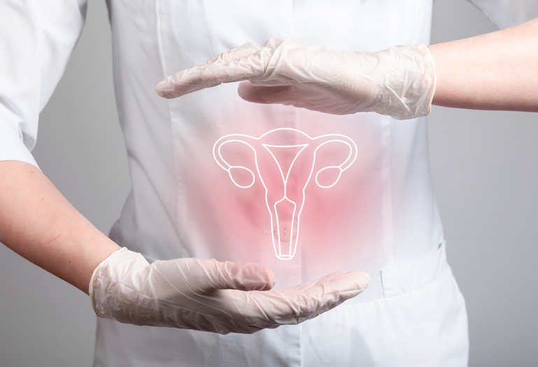 Uterus, womb symbol. Women health and disease concept. Womb, gynecology problems